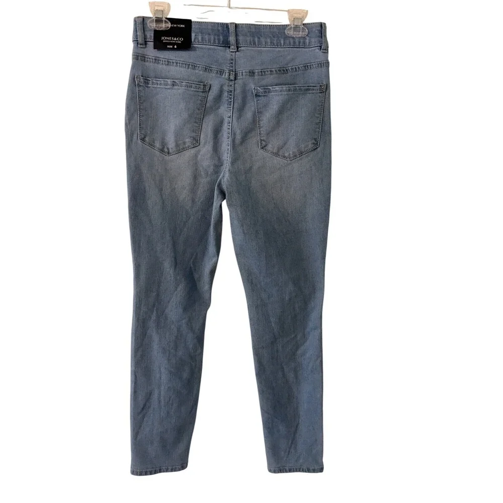 Jones New York & Co. Skinny Ankle‎ High Waist Jeans Size 6 Light Wash Denim NWT